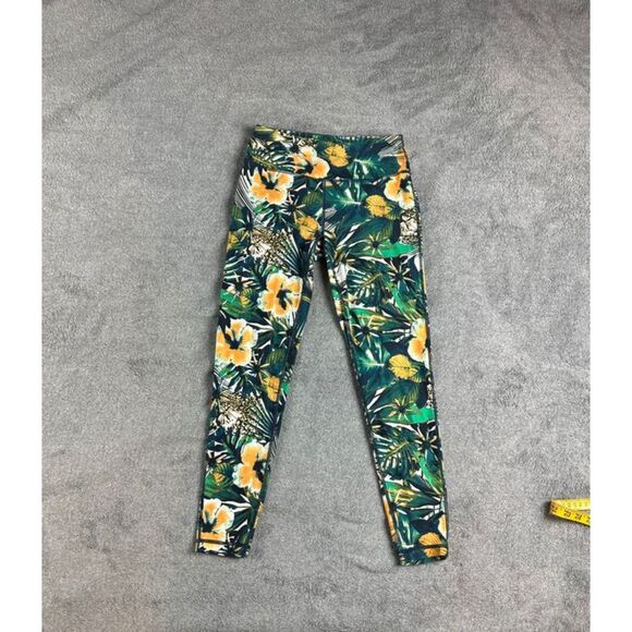 Sweaty Betty The Contour Leggings Green Hibiscus Floral Print Size XS - Picture 3 of 7